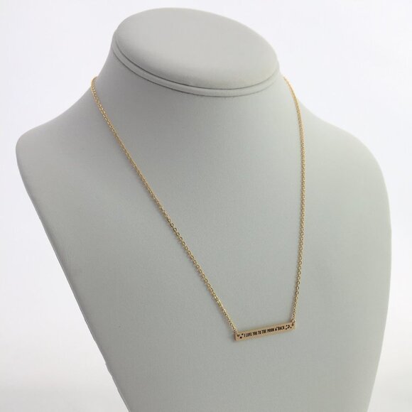 Jewelry necklace bar pendant "I Love You to the moon and back" yellow gold tone - Picture 7 of 7
